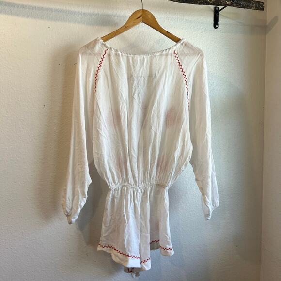 Eberjey Ivory Fiesta Nador Rhea Beach Summer Cotton Romper Size Small/Medium - Picture 6 of 14
